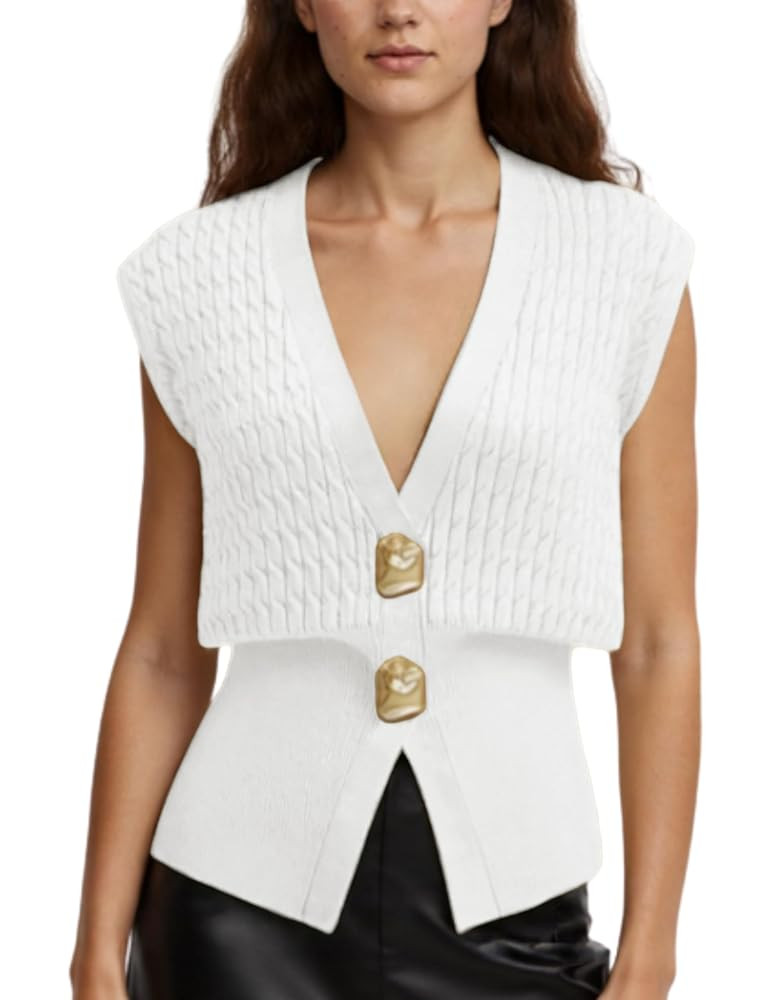 AMEBELLE Vest Tops for Women Cable Knit Sweater Sleeveless V Neck Cardigans Lightweight Knit Pull... | Amazon (US)