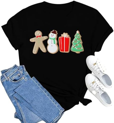 MAIHUN Merry Christmas Shirts for Women Leopard Plaid Christmas Trees Shirt Xmas Holiday Tee Tops | Amazon (US)