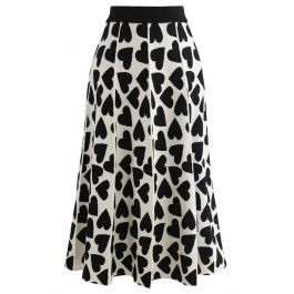 Full of Love A-Line Knit Midi Skirt in Cream | Chicwish