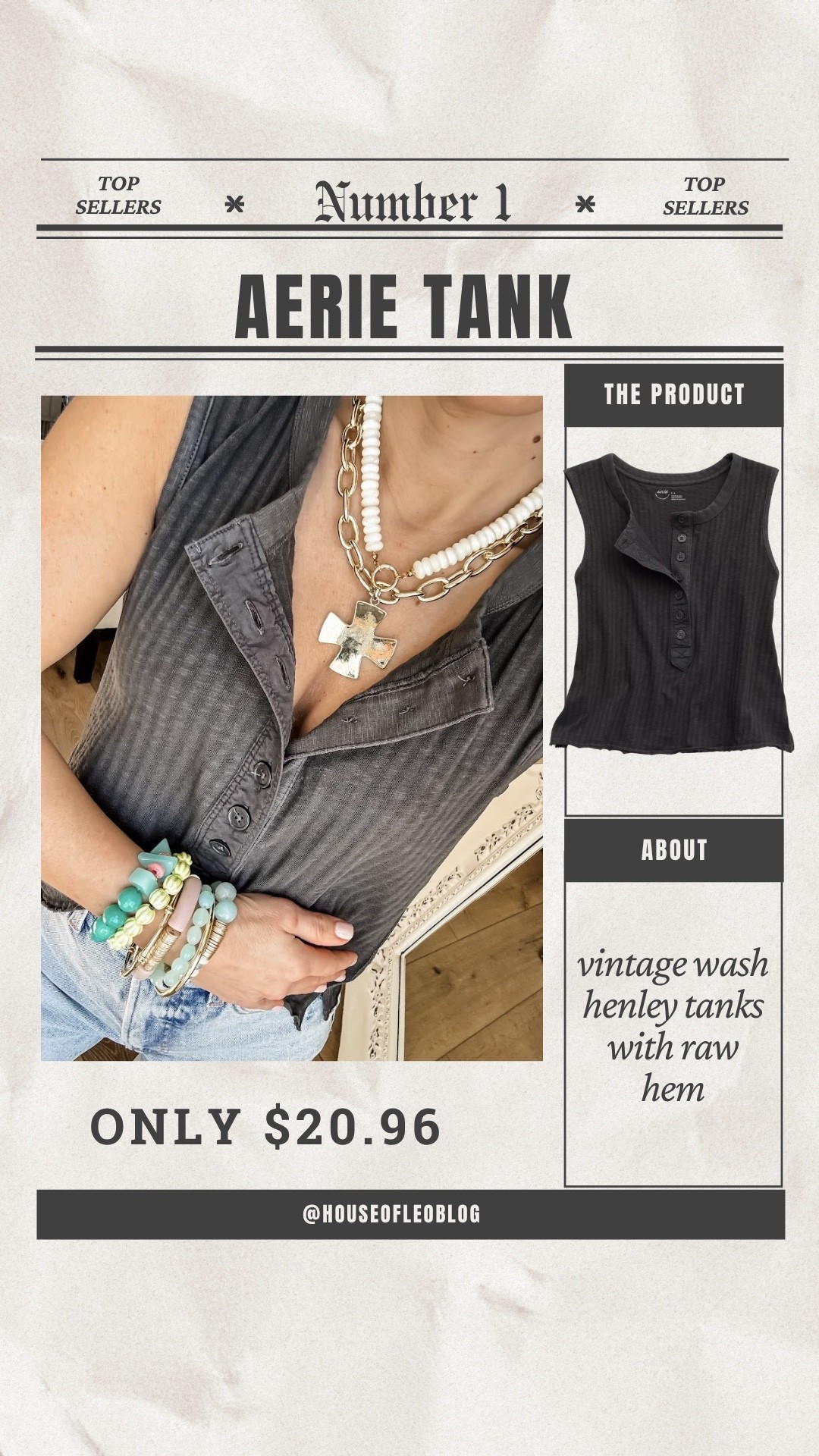 Jewelry code HOUSEOFLEO20. Small Henley tank top.

#LTKOver40 #LTKSaleAlert