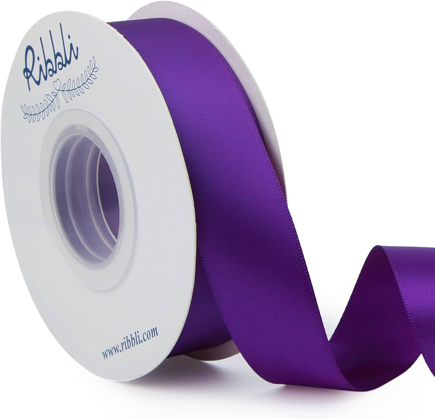 Ribbli Purple Double Faced Satin Ribbon,1” x Continuous 25 Yards,Use for Craft Bows Bouquet, Gi... | Amazon (US)