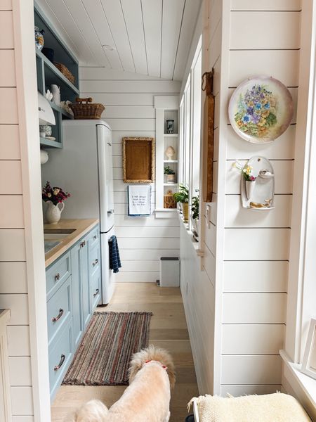 Tiny cottage kitchen, fridge, wall pocket display 

#LTKHome #LTKFindsUnder50 #LTKSeasonal