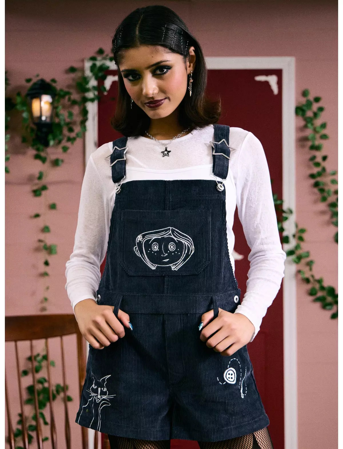 Coraline Icons Corduroy Shortalls | Hot Topic | Hot Topic