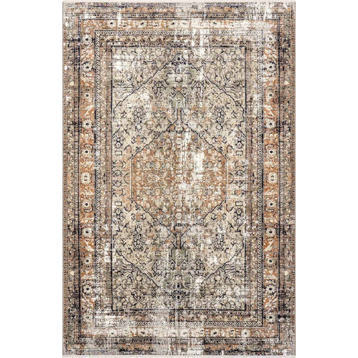 Nuloom Charvi Medallion 5x8 Indoor Area Rug for Living Room Bedroom Dining Room Kitchen, Beige/Iv... | Target