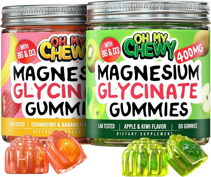 Magnesium Gummies Bundle – 2 Bottles (60 Each) – Strawberry Banana & Apple Kiwi | Amazon (US)