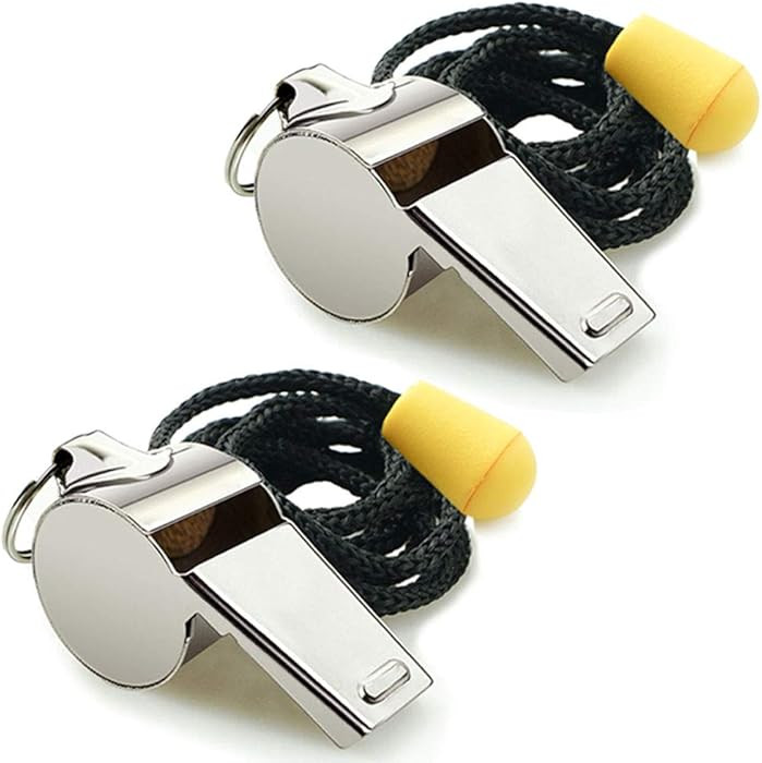 Whistle, 2 Pack Stainless Steel Sports Whistles with Lanyard, Loud Crisp Sound Whistles Great for... | Amazon (US)