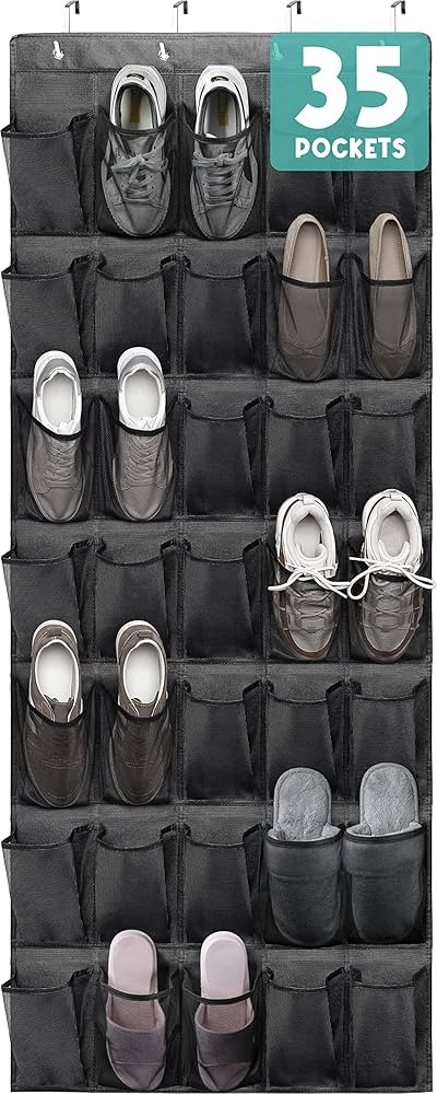 Tiblue Over The Door Shoe Organizers 35 Mesh Pockets Hanging Shoe Organizer Shoe Rack For Closet ... | Amazon (US)