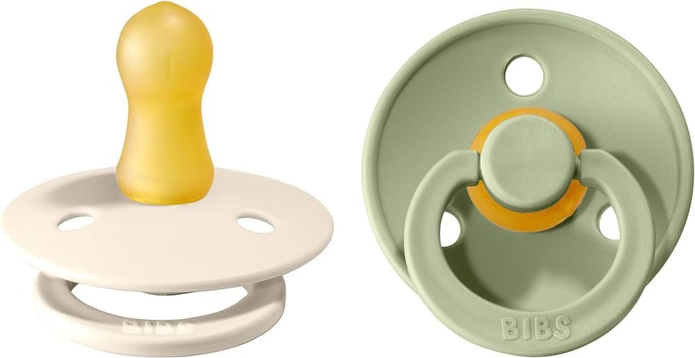 BIBS Pacifiers | Natural Rubber Baby Pacifier | Set of 2 BPA-Free Soothers | Made in Denmark | Sa... | Amazon (US)