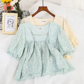 Short-Sleeve Babydoll Blouse | YesStyle Global
