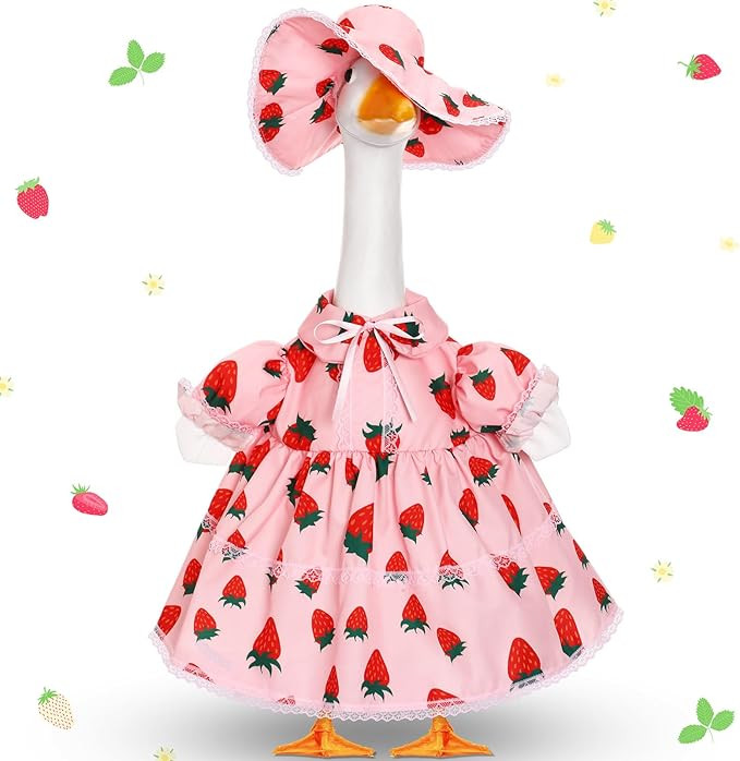 FuWeave Spring Porch Goose Outfit for 23''/17" Cement Statue Goose Skirt Costume for Summer Outdo... | Amazon (US)