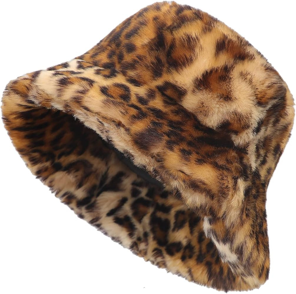 Fluffy Faux Fur Bucket Hat for Men Women, Vintage 1920'S Cloche Hats Bowler Hat Winter Warm Drivi... | Amazon (US)