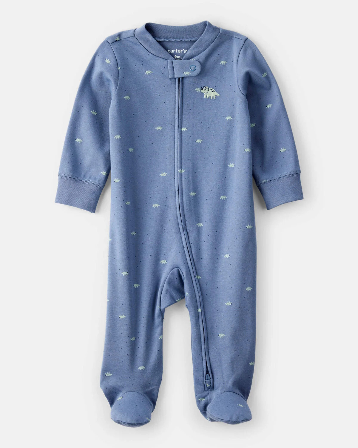 Baby Boy Dino Print 100% Cotton Long-Sleeve Sleep & Play Pajamas - Blue | Carter's Inc