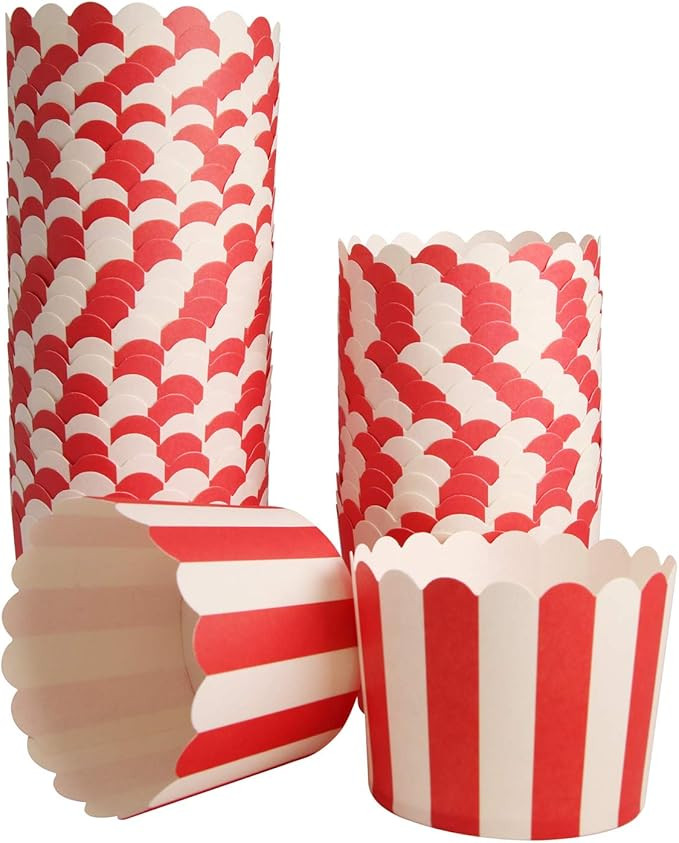 50-Pack Muffin Cups Baking Paper Cup Cupcake Muffins Liners Red and White Stripes Baking Cups, Bo... | Amazon (US)