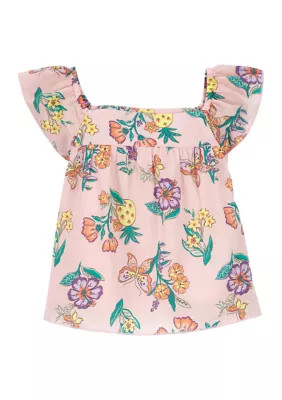 Carter's Toddler Girls Flutter Sleeve Floral Top, 3T | Belk