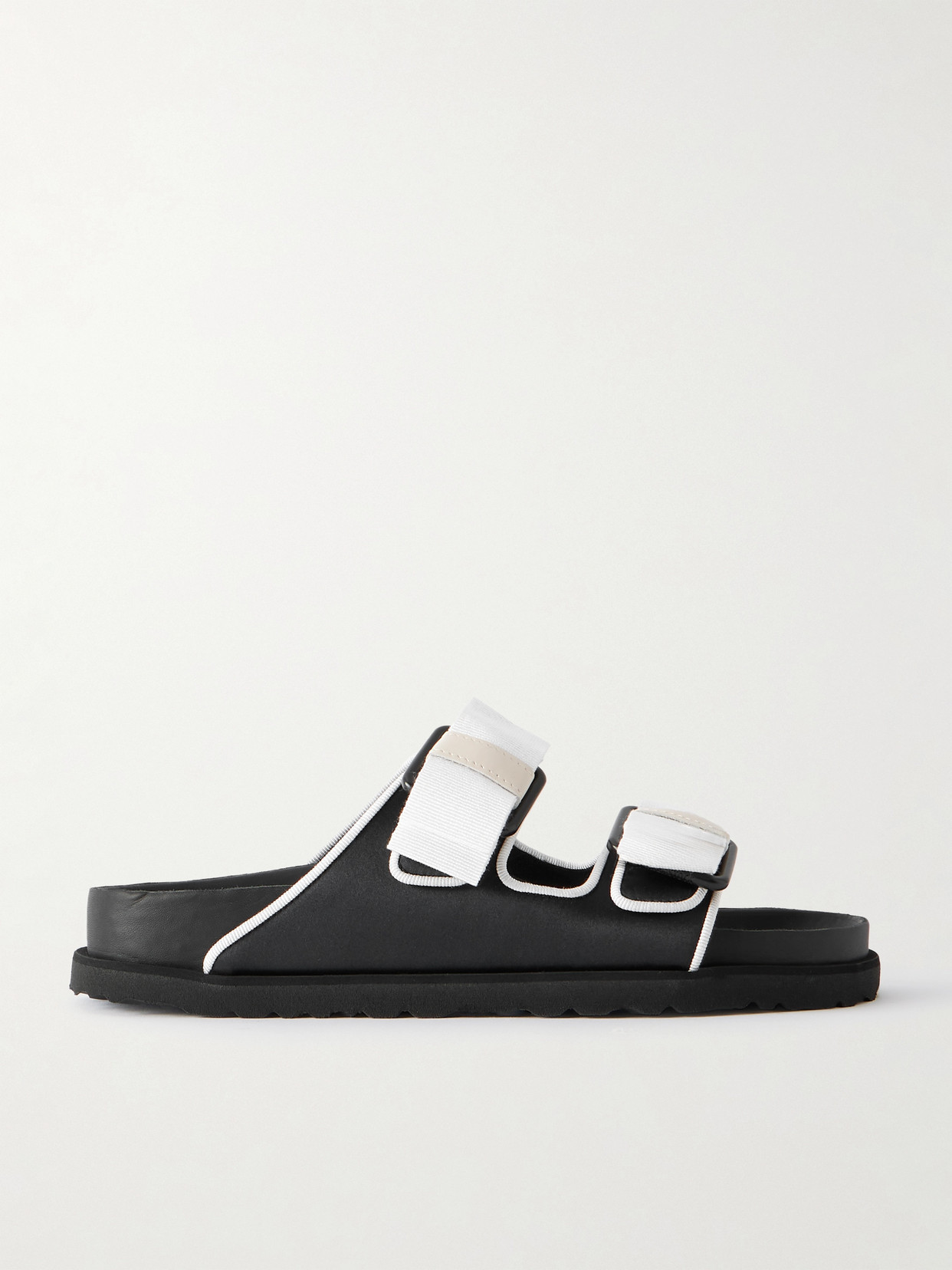 Birkenstock 1774 - Arizona Bow-detailed Grosgrain-trimmed Satin Sandals - Black | NET-A-PORTER (UK & EU)
