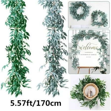 5.57Ft Seeded Eucalyptus Garland, Artificial Vines Faux Eucalyptus Leaves Table Garland Artificial E | Walmart (US)
