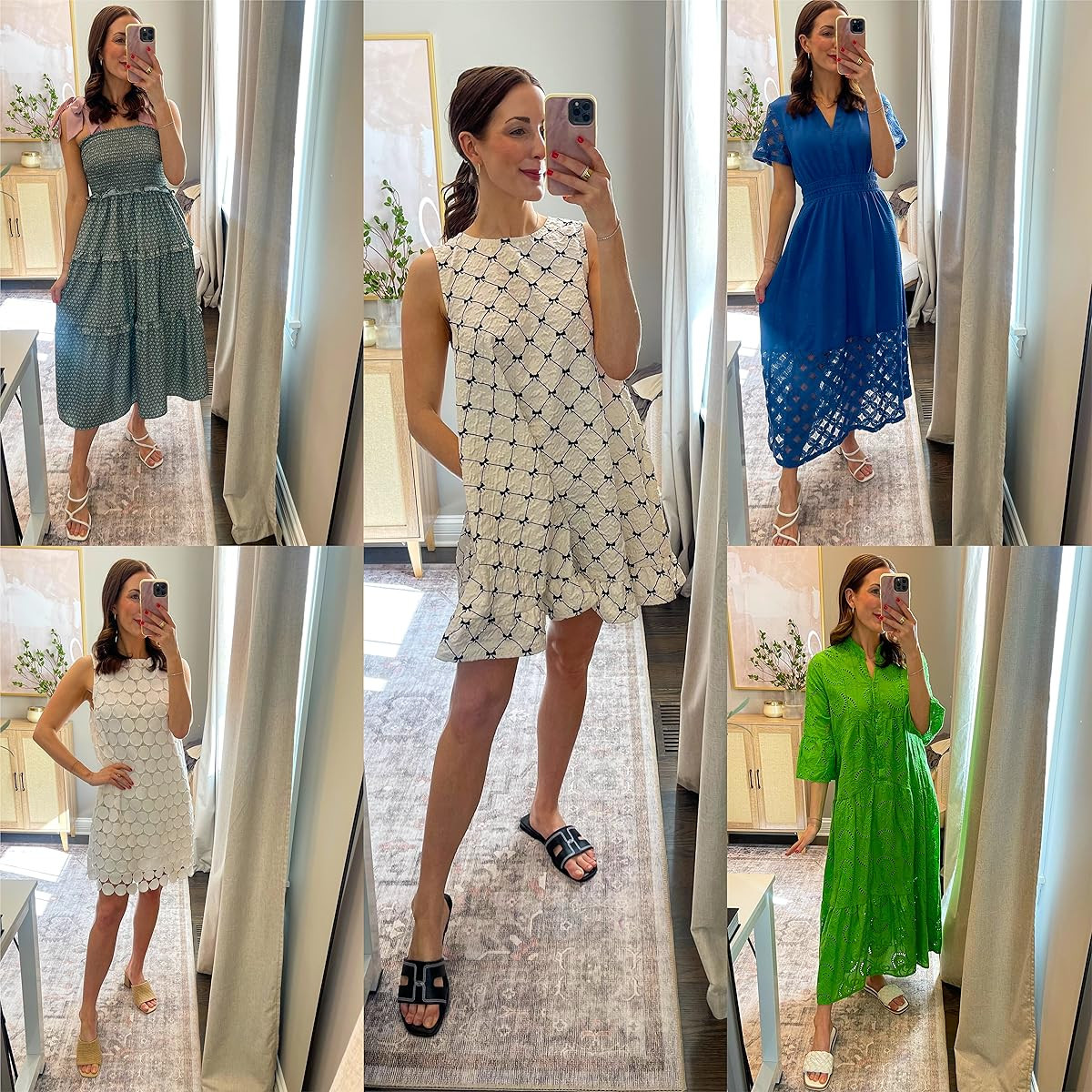 Spring dresses that do not wrinkle! I am 5'4.5 and wearing a small in each. Shoes fit TTS. Spring outfit, resort wear, vacation outfit 

 #LTKFindsUnder50 #LTKStyleTip