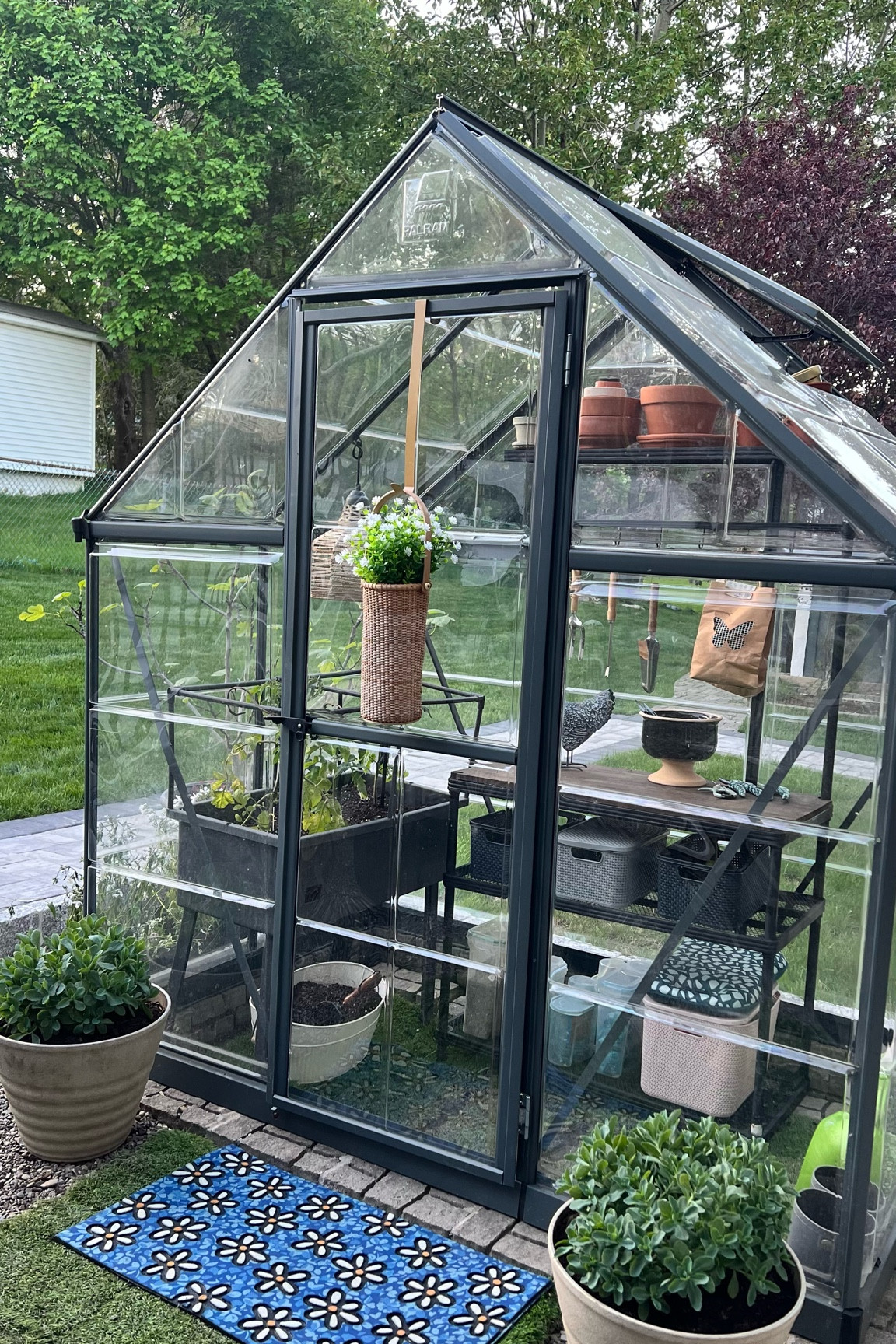 My love for plants have a name : THIS GREENHOUSE! Is great have all my garden tools and more inside here! So cute and make my regular pots and pl herbs so special ! Proud to tell you that I put this beauty together by myself ✨🤍
.me encanta demasiado!!!
.
#gardenideas 

#LTKSeasonal #LTKStyleTip #LTKHome