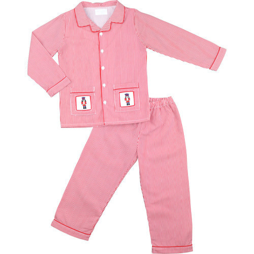 Red Stripe Smocked Nutcracker Pajamas | Cecil and Lou