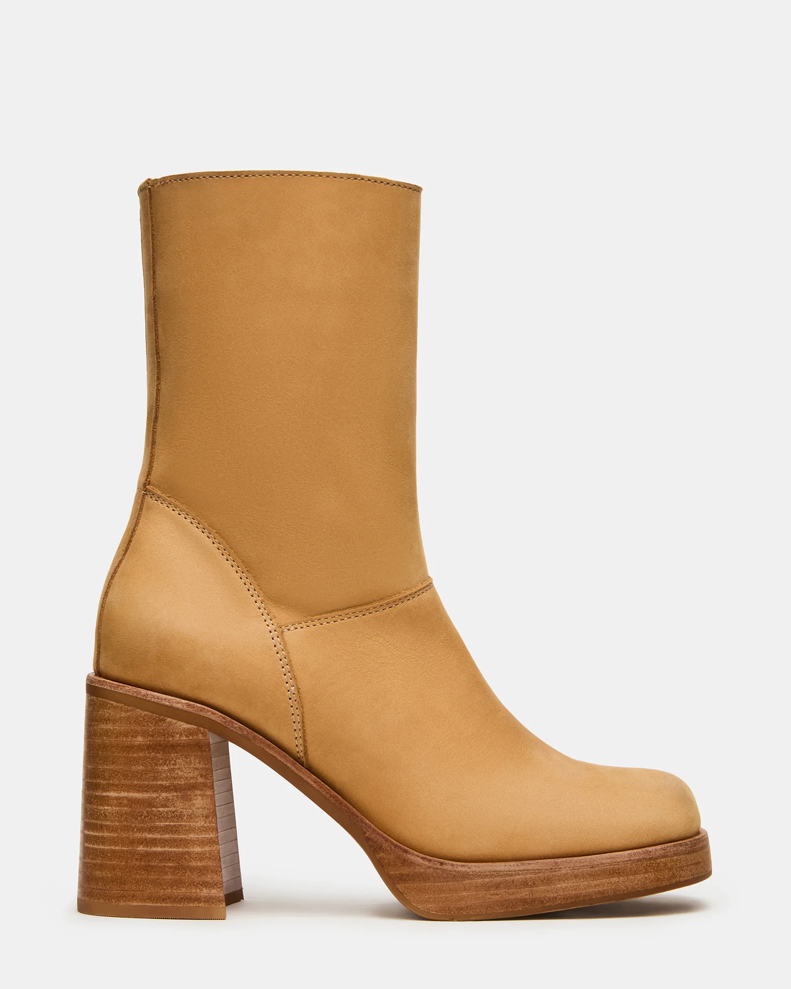 FUSION Banana Leather Square-Toe Block Heel Women's Ankle Boot | Steve Madden (US)