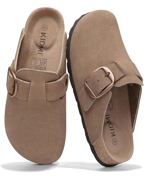 KIDMI Genuine Suede Clogs for Women Memory Foam Cork Footbed Potato Shoes Slip On Leather Mules w... | Amazon (US)