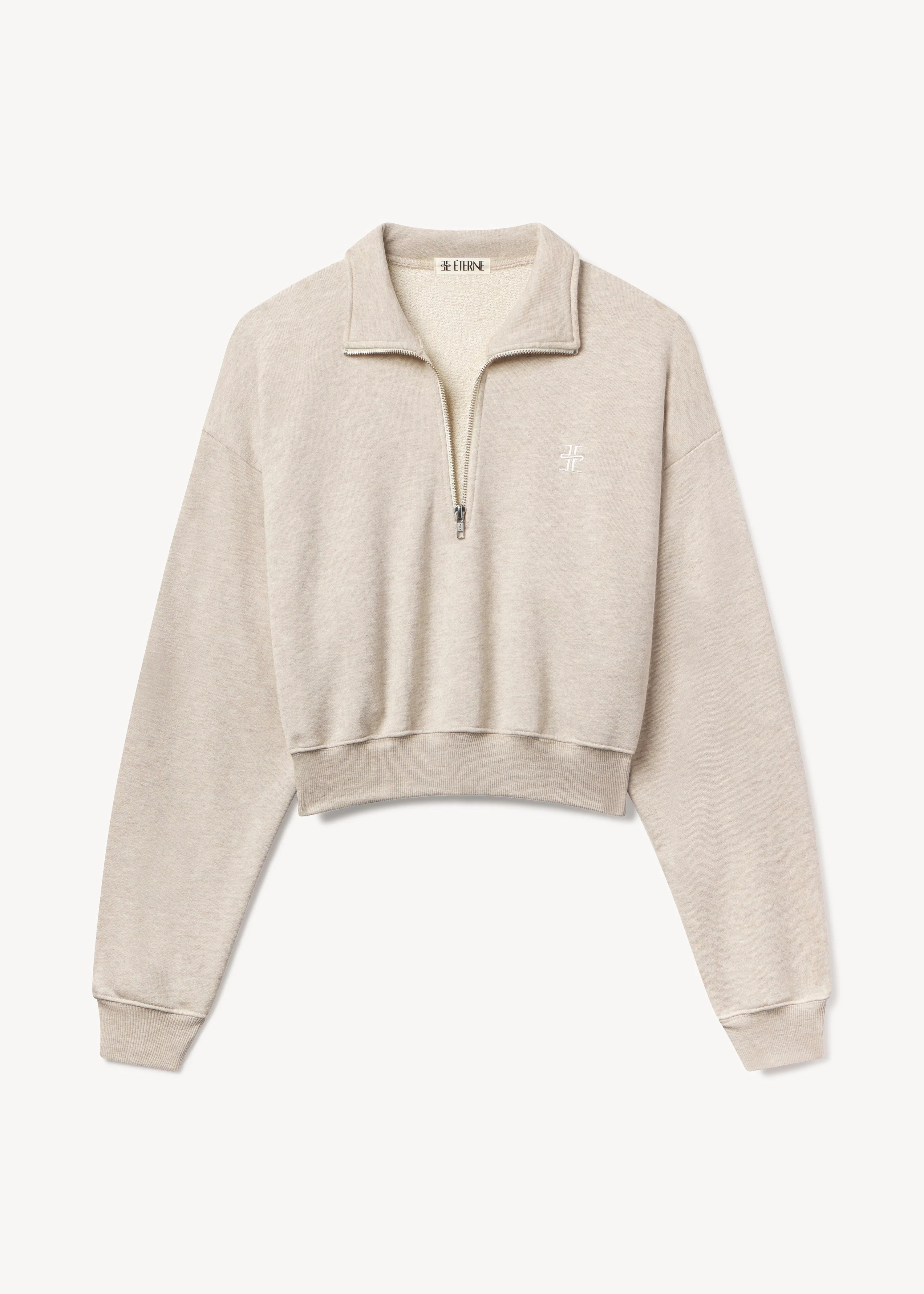 Cropped Half Zip Sweatshirt (Heather Oatmeal) | Milk Boutique