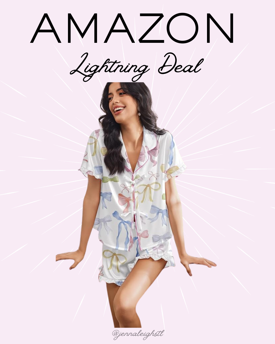 Amazon lightning deal alert. These satin bow-front pajamas are down to just $12 right now. The silky fabric, adorable bow detail, and matching shorts make them look so much more expensive than they are. Such a cute sleepwear find and hard to beat at this price. 

 #LTKmorningroutine #LTKSaleAlert #LTKMidsize