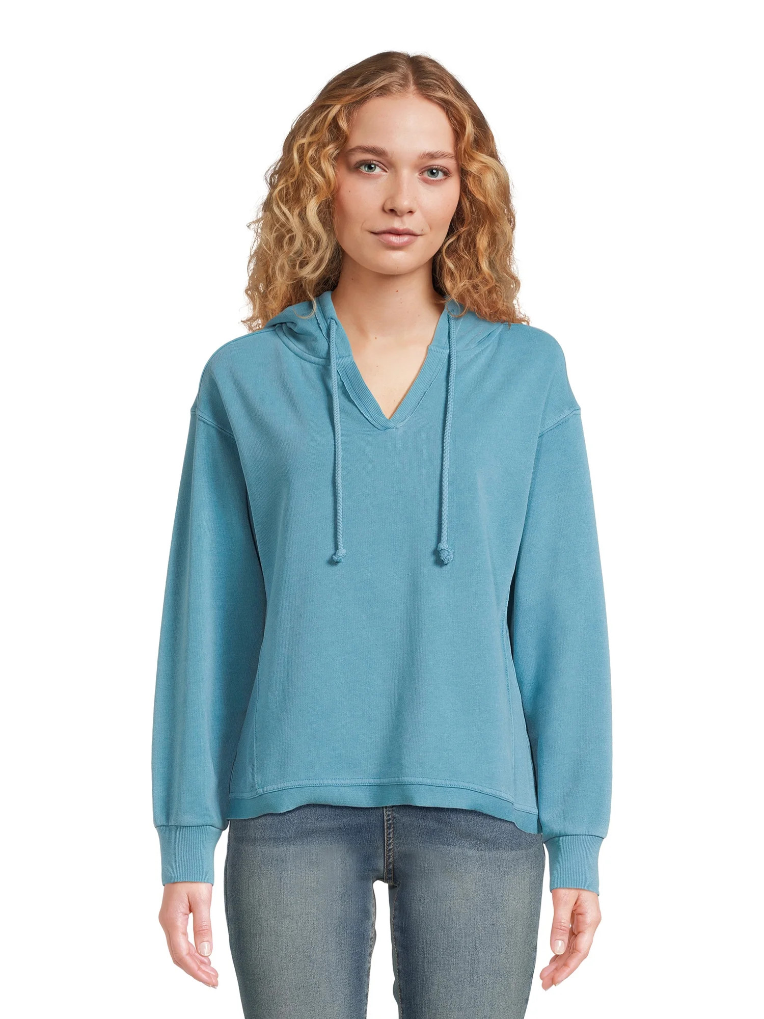 Time and Tru Women's Split Neck Hoodie, Sizes XS-XXXL - Walmart.com | Walmart (US)