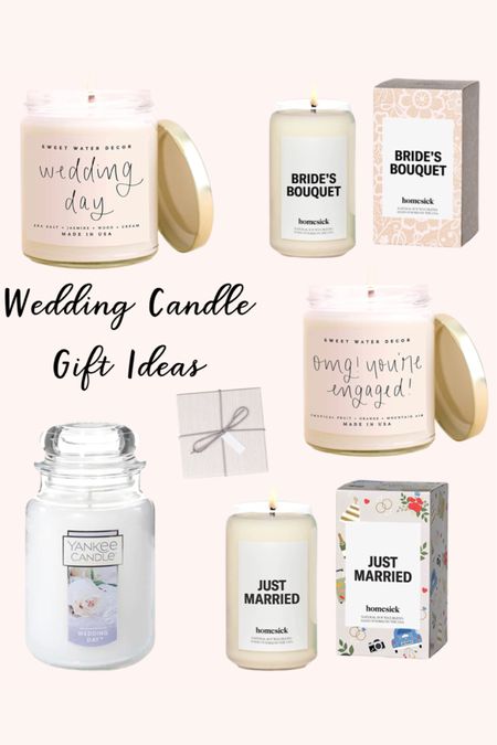 Wedding candle gift ideas for the bride to be.

#bridalshowergift #engagementgift #weddinggift #couplesgift #newlywedgift

#LTKwedding #LTKunder50 #LTKhome