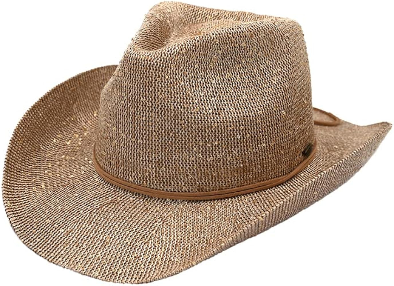 Women Suede String Trim Band Sequin Cowboy Hat | Amazon (US)