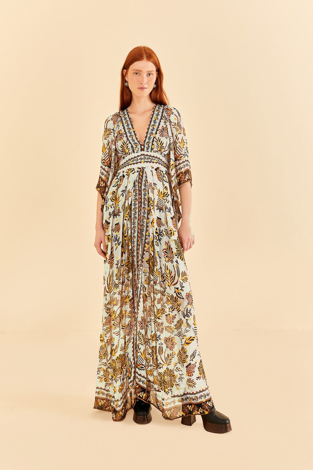 Silver Floral Tapestry Maxi Dress | FarmRio (US)
