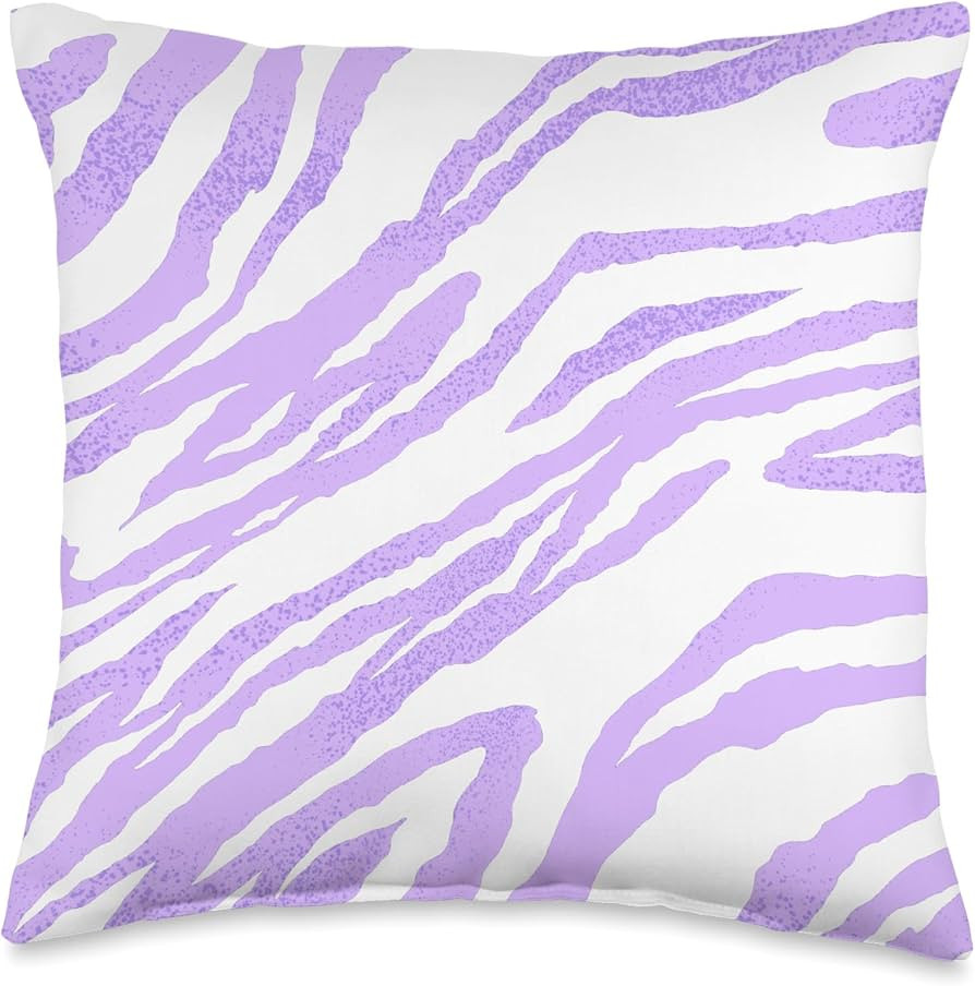 Purple Zebra Stripes Modern Wild Animal Tiger Print Throw Pillow | Amazon (US)