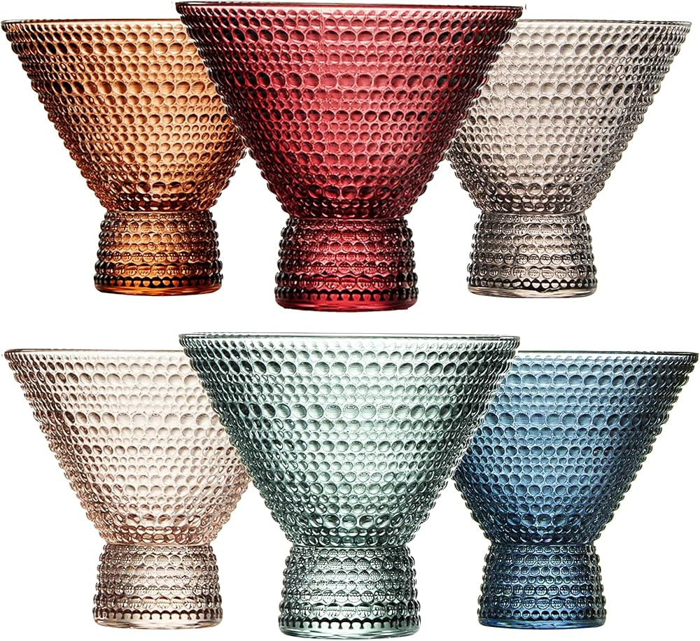 Khen Stemless Martini Colored Vintage Art Deco Glasses - Martini, Cocktail & Champagne Glasses | ... | Amazon (US)