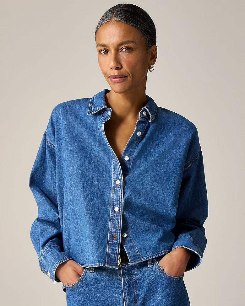 Étienne cropped button-up shirt in chambray | J. Crew US