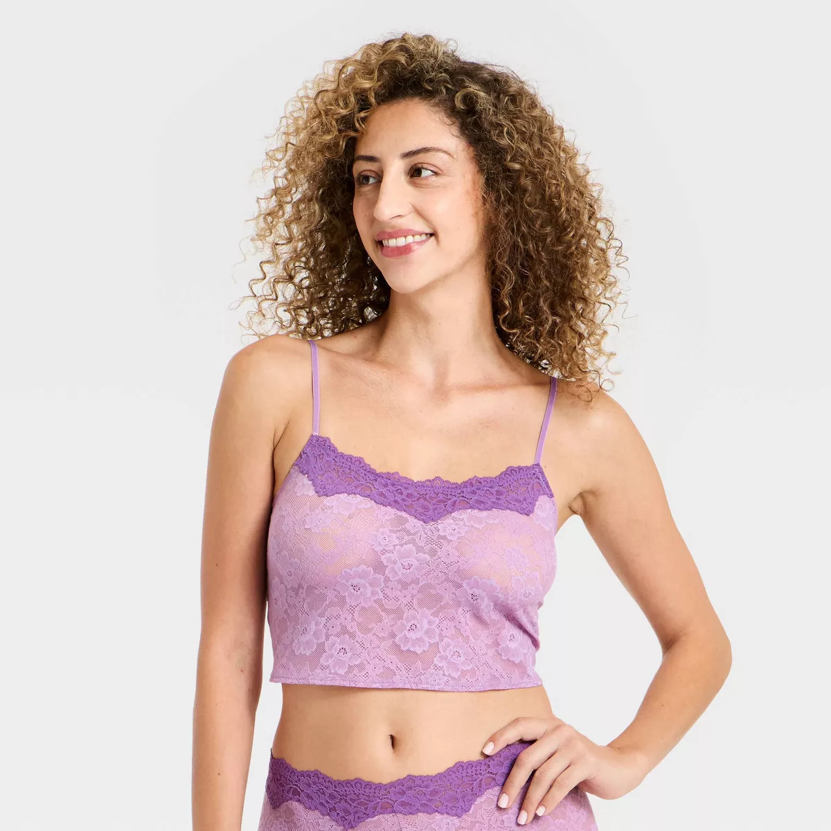 Women's Lace Cropped Cami - Wild Fable\u2122 Light Purple S | Target