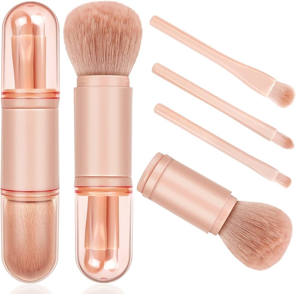 Travel Makeup Brushes Set: 4 in 1 Mini Cute Makeup Brush Retractable Professional Foundation Blen... | Amazon (US)