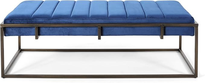 Great Deal Furniture Vassy Glam Velvet Ottoman Bench, Navy Blue | Amazon (US)