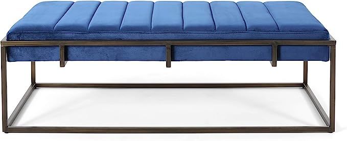 Great Deal Furniture Vassy Glam Velvet Ottoman Bench, Navy Blue | Amazon (US)
