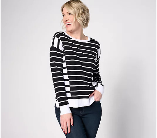 Attitudes by Renee Mixed Stripe Sweater - QVC.com | QVC