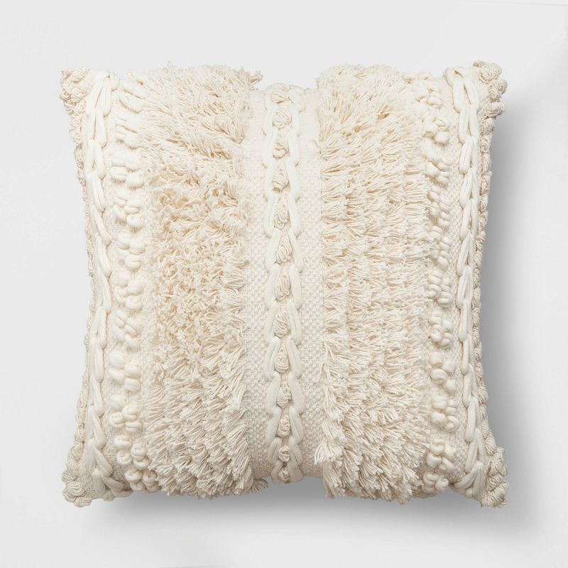 Tufted and Braided Striped Square Throw Pillow - Threshold™ | Target