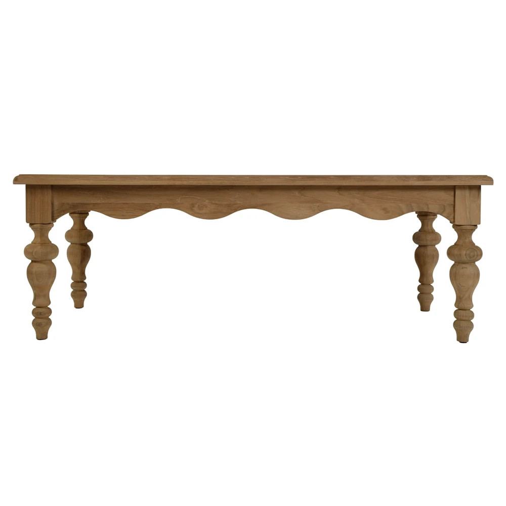 Meri Coastal Beach Natural Teak Rectangular Outdoor Coffee Table | Kathy Kuo Home