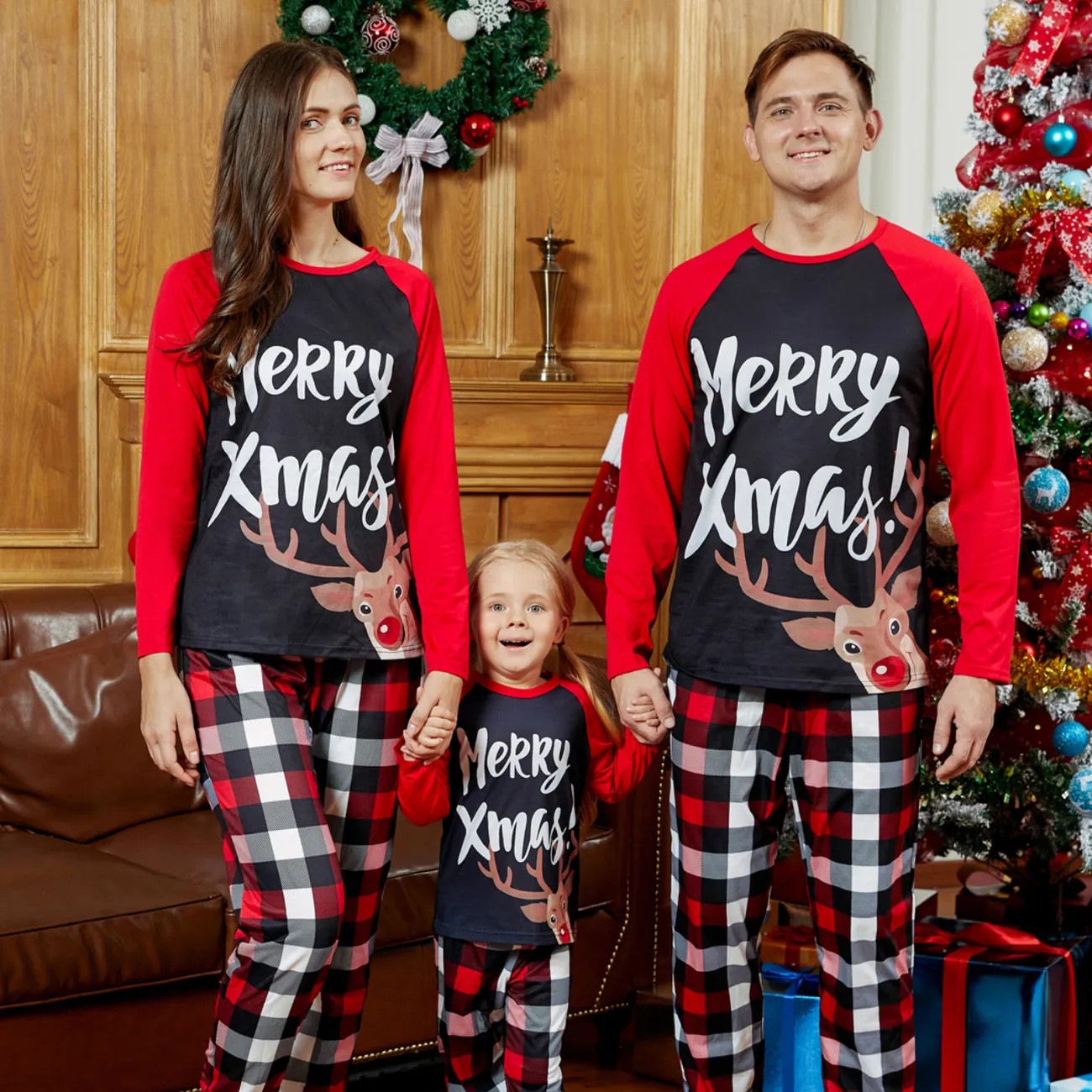 Mosaic Family Matching Reindeer Merry Christmas Pajamas Set(Flame Resistant) Only $8.99 PatPat US | PatPat