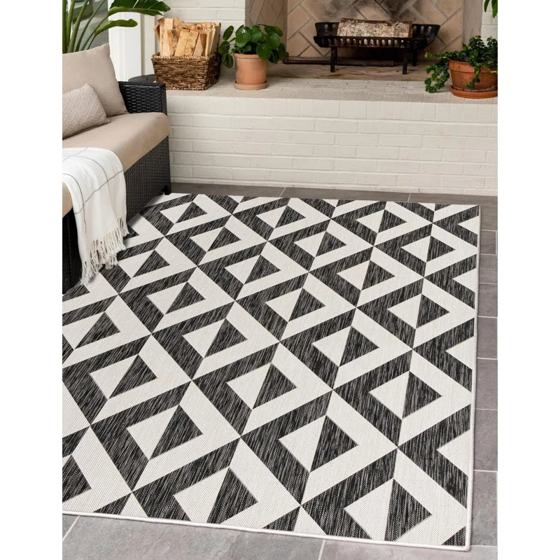 Charcoal Gray/Ivory Indoor/Outdoor Rug | Wayfair North America