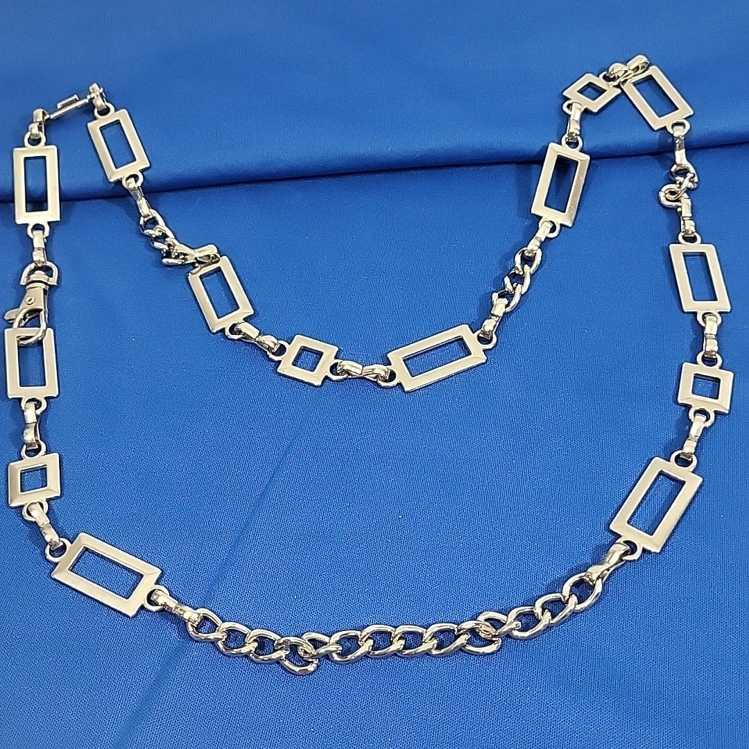 Y2K Belly Chain Silver-tone Chunky Chain Rectangle Link Belt Fits 32"-34" Waist | eBay US