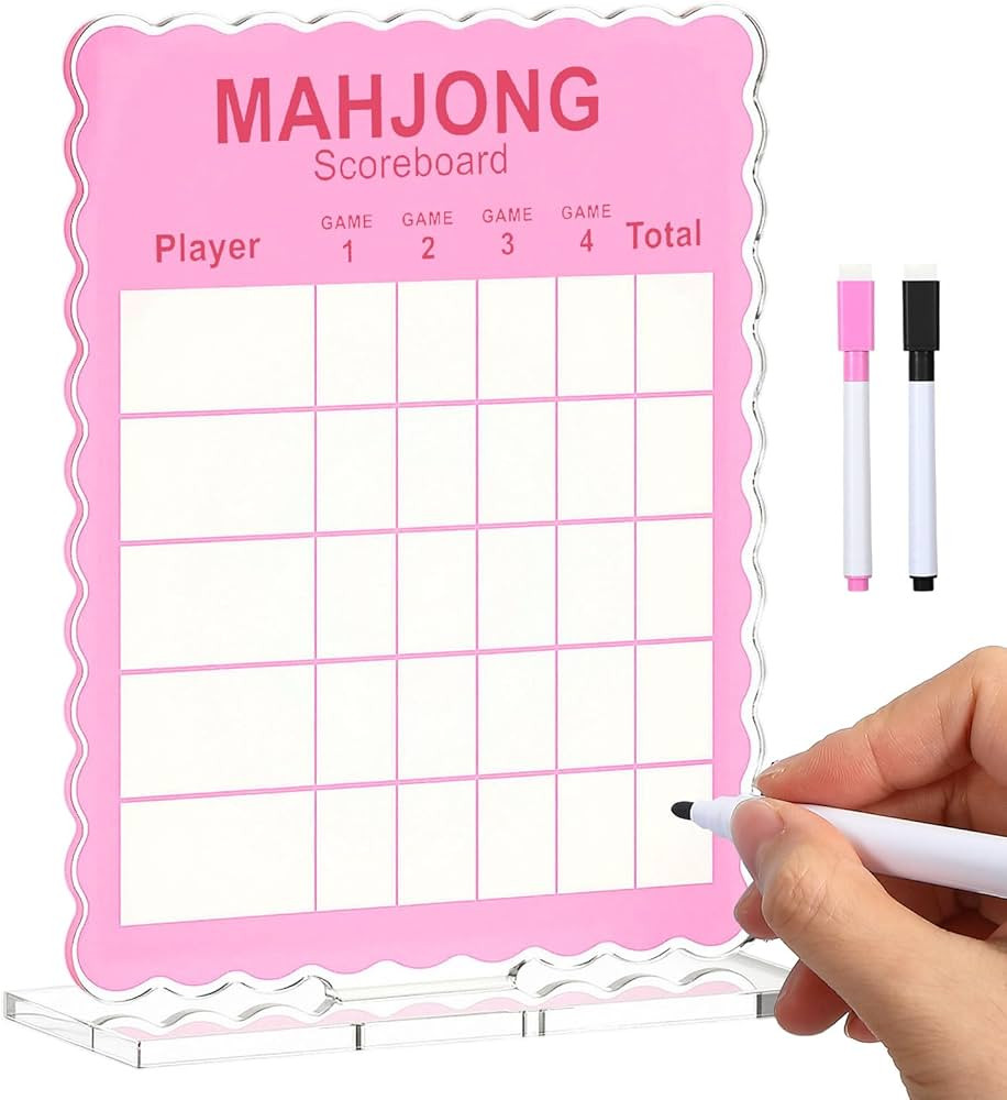 Scalloped Mahjong Scoreboard Acrylic Scoreboard with Dry Erase Markers and Holders Mahjong Access... | Amazon (US)