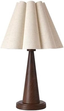 Fengarolam Modern Table Lamp with Petal Linen Lampshade, Dark Faux Wood Metal Base – 20.5” Be... | Amazon (US)