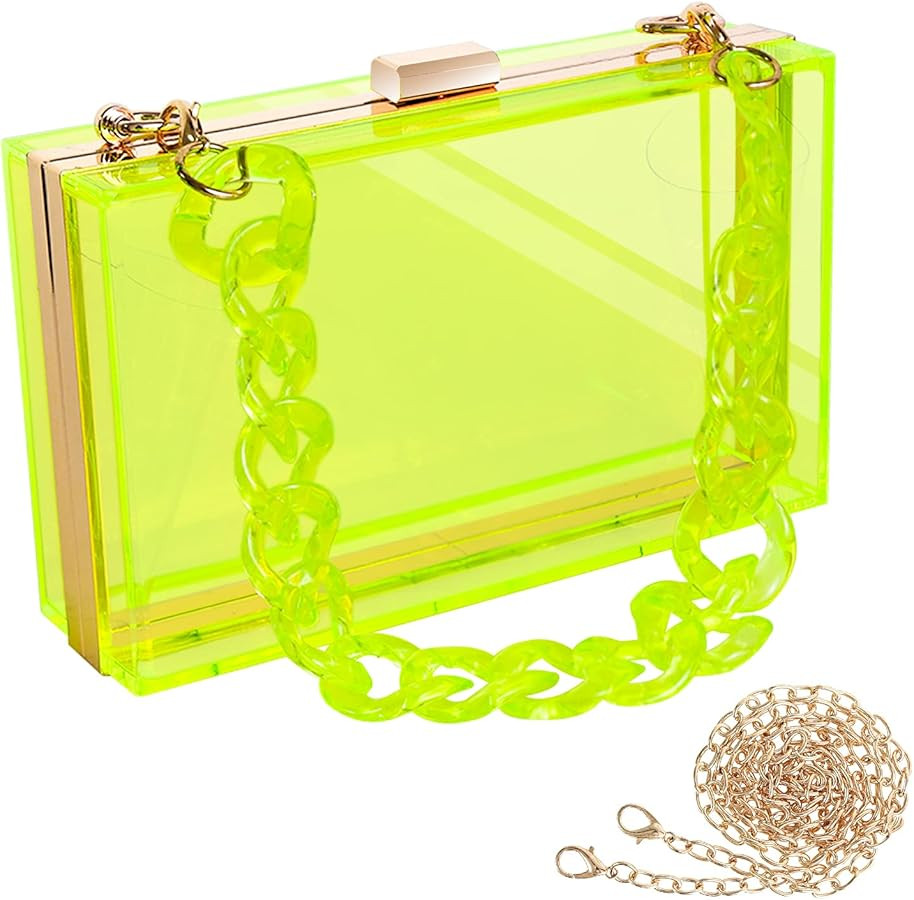 WJCD Clear Purse for Women Acrylic Clear Clutch Bag,acrylic Purses Clear Clutch Purse Shoulder Ha... | Amazon (US)