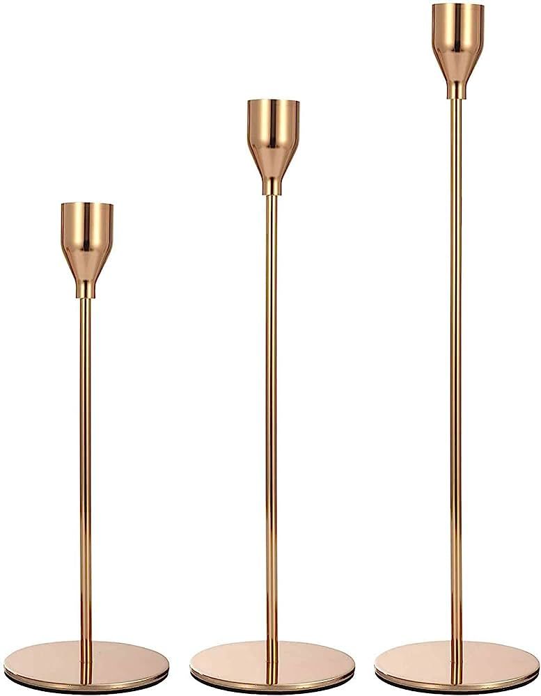 Elechood Candle Holders, Gold Taper Candlestick Holders in Different Size, 33/29/24cm Candlelight... | Amazon (US)