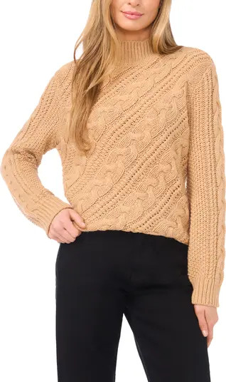 Diagonal Cable Mock Neck Sweater | Nordstrom