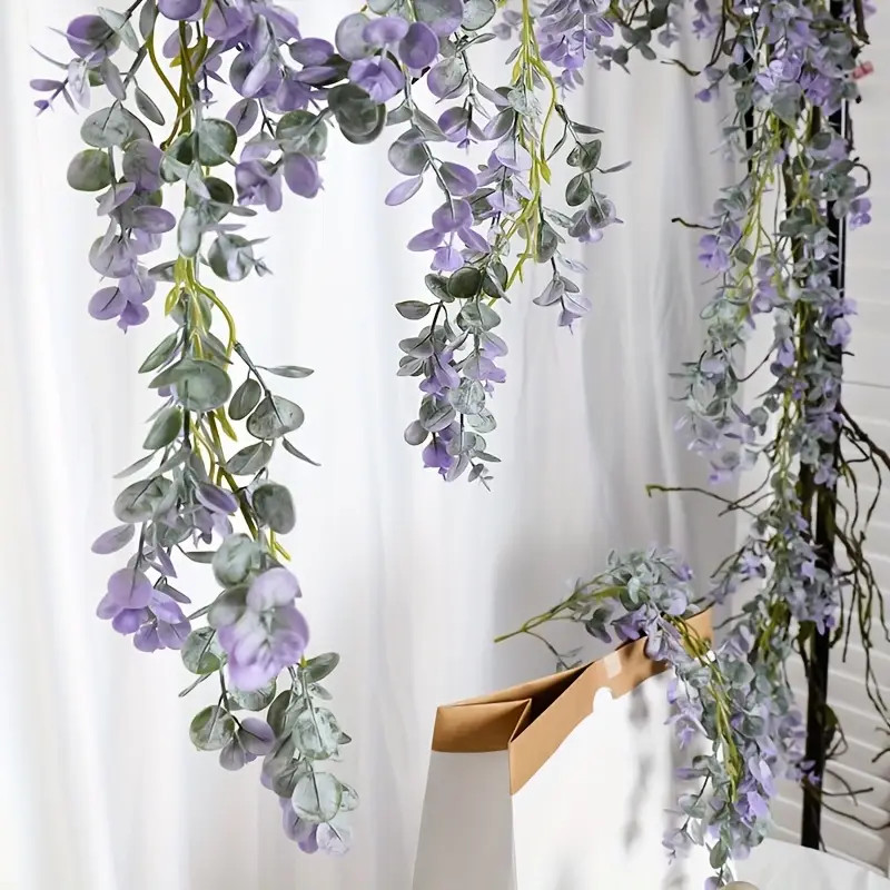 Purple Flower Vines Artificial Rattan Garlands Indoor - Temu | Temu Affiliate Program